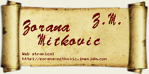 Zorana Mitković vizit kartica